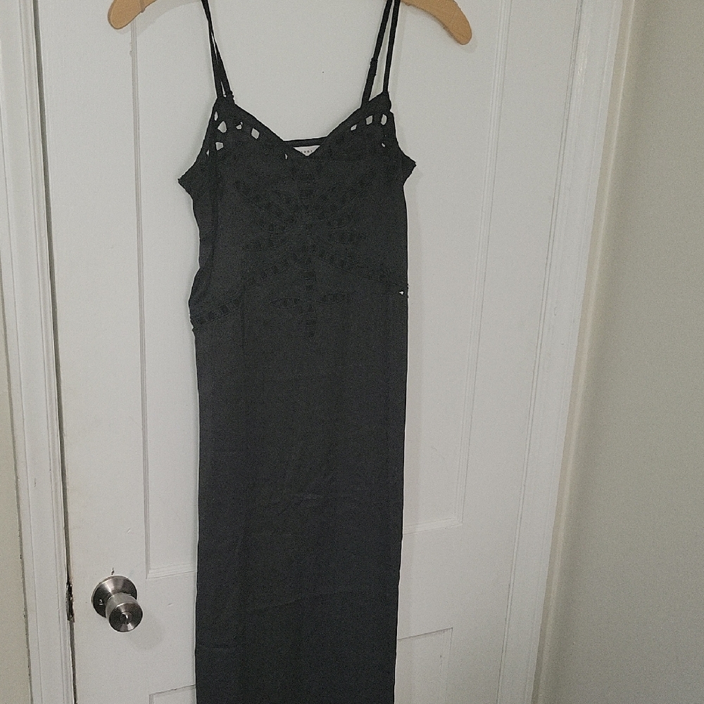 NWT Topshop Black Dress with Spaghetti Straps Eyelet Cutouts At Bust SZ 4